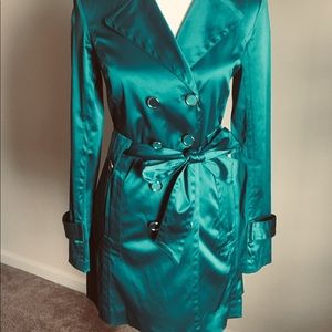 BCX turquoise double breast trench coat